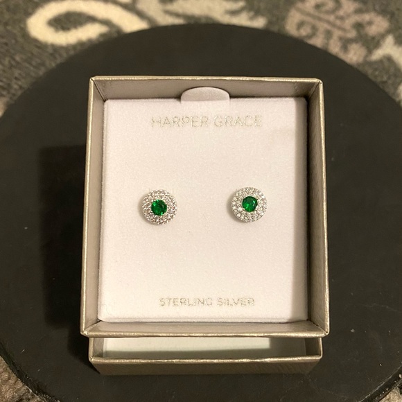 Emerald Green Stud Earrings - Picture 1 of 6